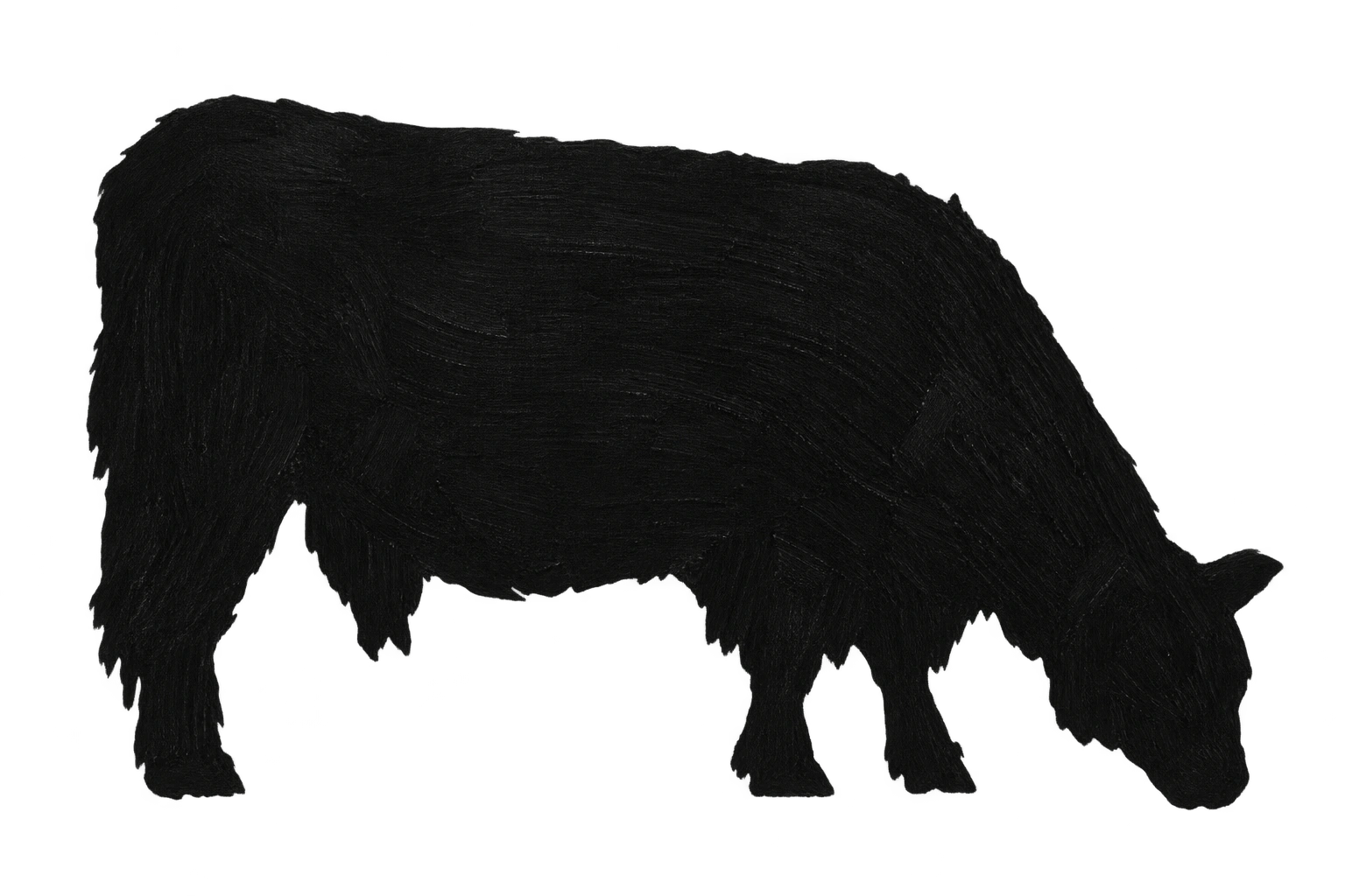Geschilderd silhouet van een grazende Galloway